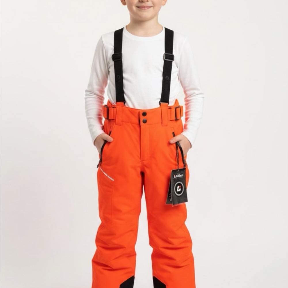 Killtec Orange Kids Snow Pants with removable Suspenders - kids size 10 BNWT